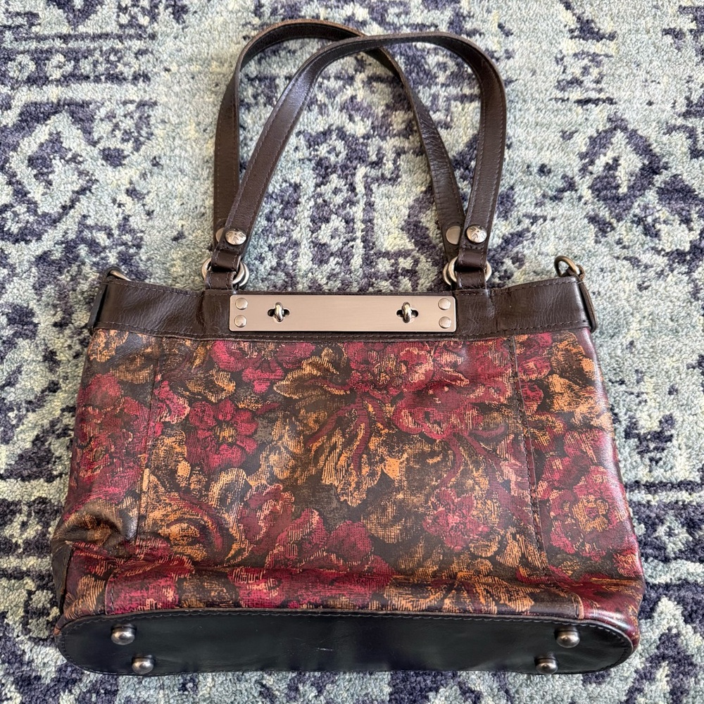PATRICIA NASH Golden Rustic Collection Forest Arden Floral Leather Tote Bag